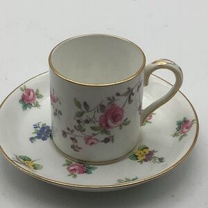 Crown Staffordshire England Roses and Pansies Demitasse Cup and Saucer